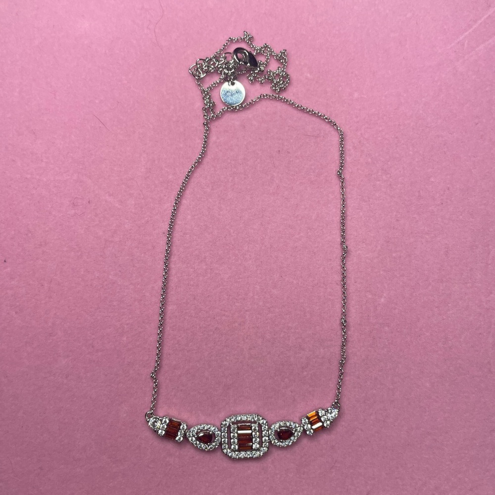 Elegant Silver Necklace with Crystal Accents